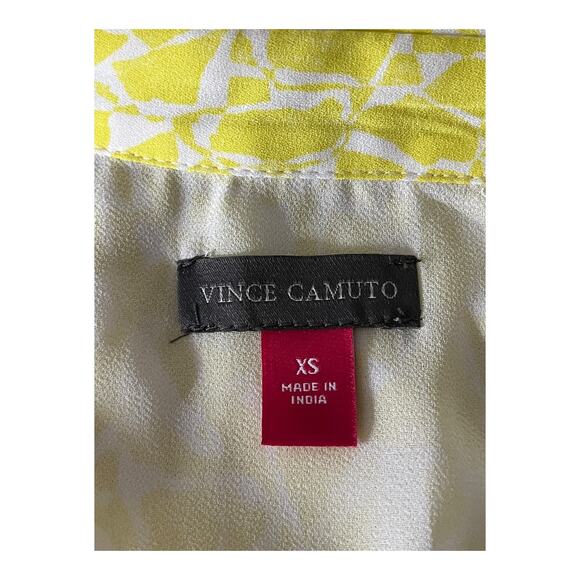 Vince Camuto dress print sleeveless wrap yellow size X-Small XS - Picture 6 of 8